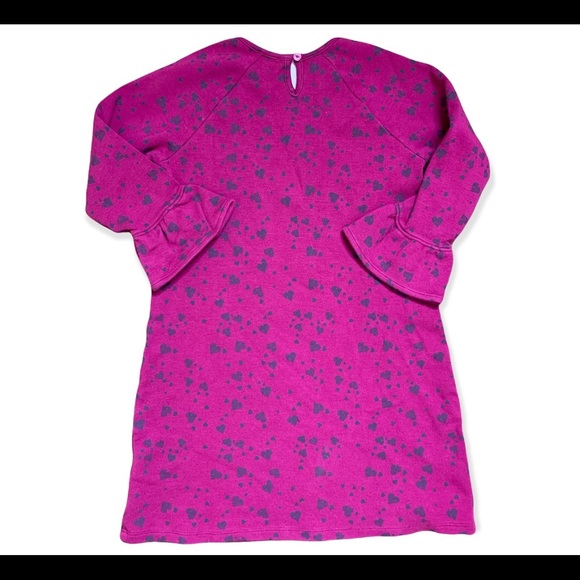 MEXX Heart Print Bell Dress With Bell Sleeves & Back Keyhole Berry Pink Girl 10Y - Picture 7 of 10